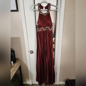 Long burgundy evening dress